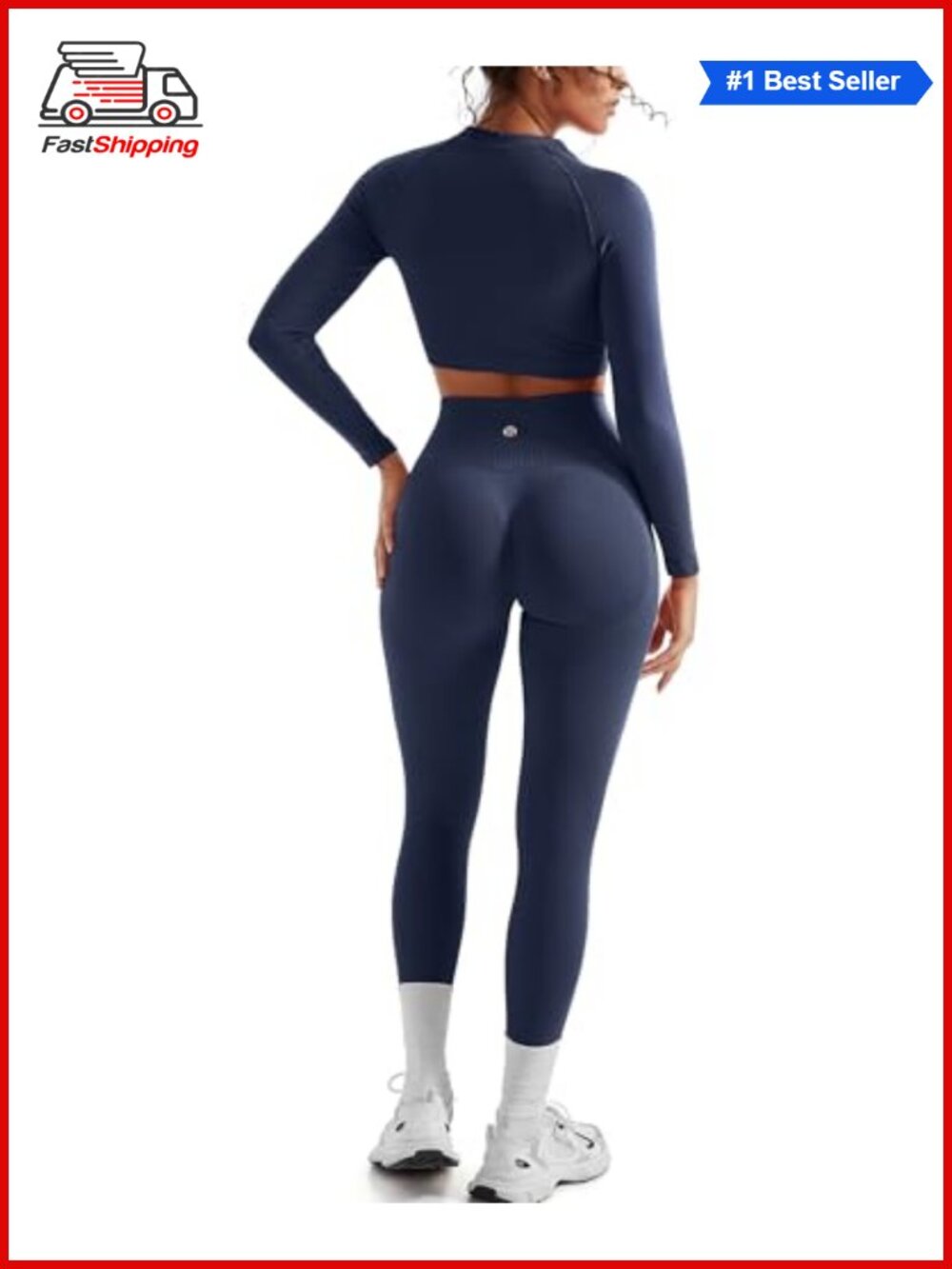 ✨SUUKSESS Seamless Ribbed 2 Piece Workout Set Leggings Crop Top
